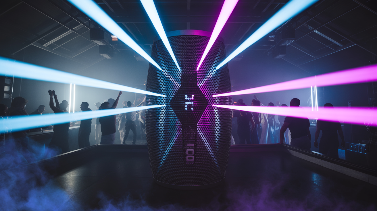Flash Dance speaker lighting a party scene