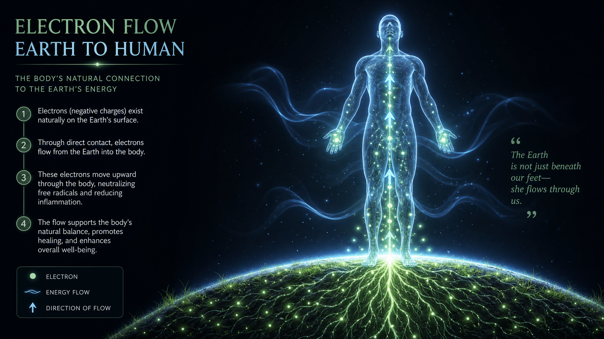 Electron flow between the Earth and the human body