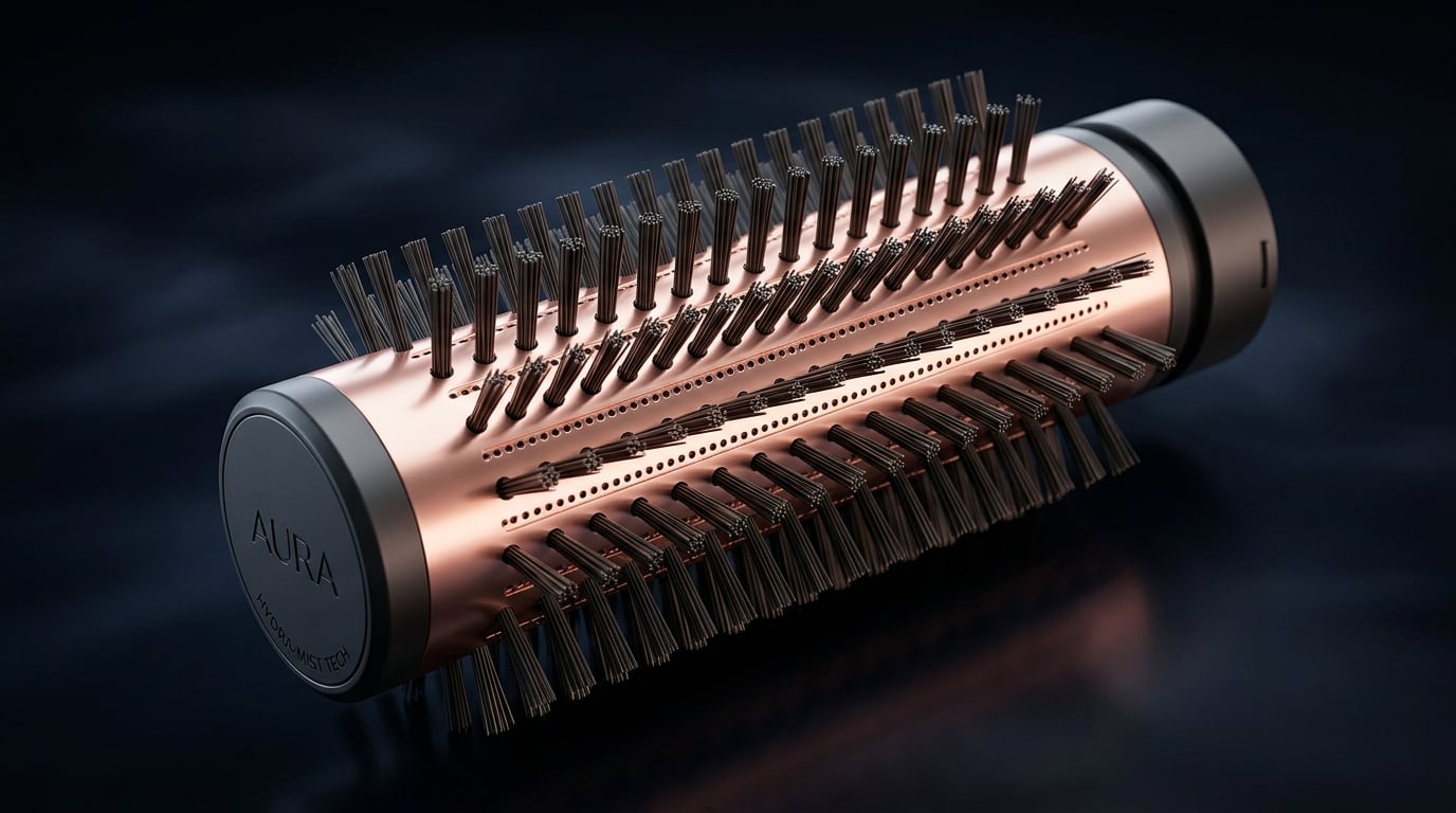 Rotative brush head with micro-channels for chemical distribution