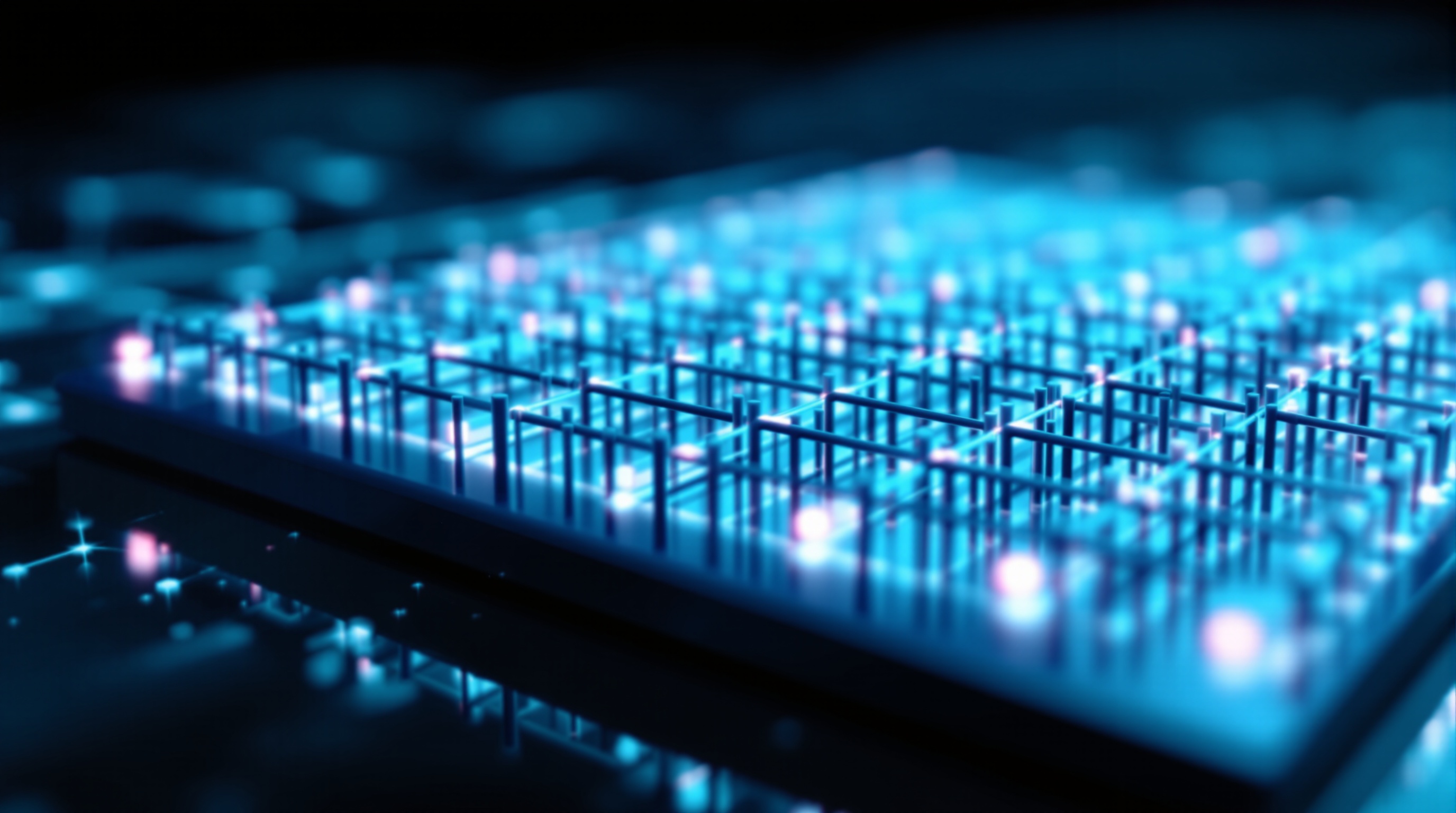 Crossbar array memristor chip — scanning electron microscope image