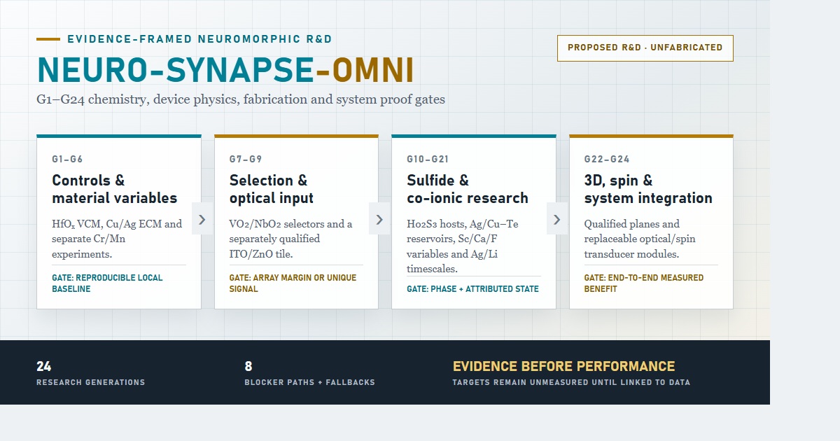 NEURO-SYNAPSE-OMNI G1–G24 neuromorphic processor roadmap from devices to integrated computing systems