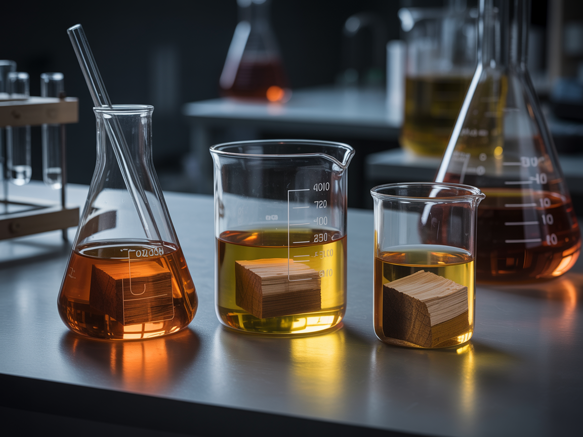 Chemical delignification treatment of lumber boards in industrial tank